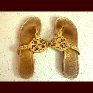 Tory Burch gold leather Miller sandals-Size 6.5